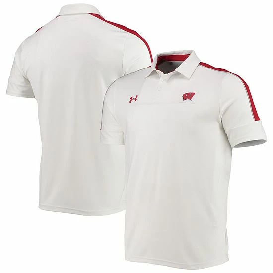 Men's Under Armour White Wisconsin Badgers Sideline Recruit Performance Polo 2 Men's Under Armour White Wisconsin Badgers Sideline Recruit Performance Polo - Image 2