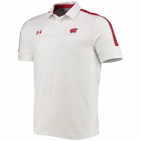 Men's Under Armour White Wisconsin Badgers Sideline Recruit Performance Polo 3 Men's Under Armour White Wisconsin Badgers Sideline Recruit Performance Polo - Image 3