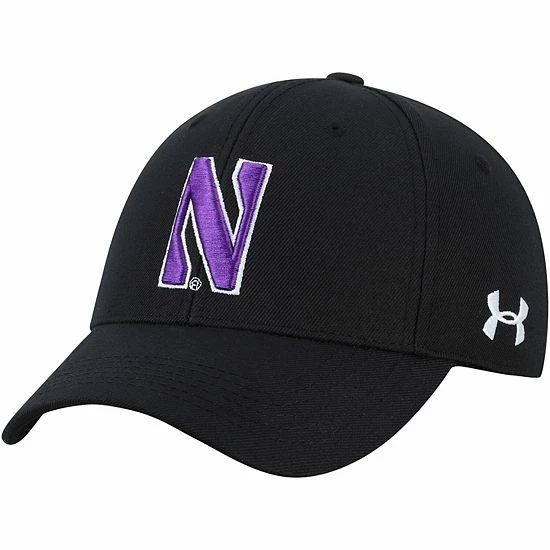 Men's Under Armour Black Northwestern Wildcats Classic Structured Adjustable Hat 2 Men's Under Armour Black Northwestern Wildcats Classic Structured Adjustable Hat - Image 2