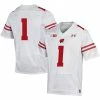 Men's Under Armour #1 White Wisconsin Badgers Premier Football Jersey