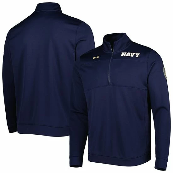 Men's Under Armour Navy Navy Midshipmen Universal Mock Neck Half-Zip Jacket 2 Men's Under Armour Navy Navy Midshipmen Universal Mock Neck Half-Zip Jacket - Image 2