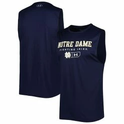 Men's Under Armour Navy Notre Dame Fighting Irish Logo Lockup Tech Sleeveless T-Shirt