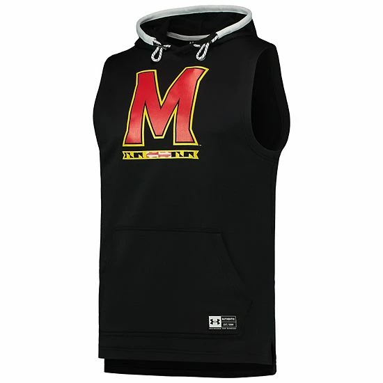 Men's Under Armour Black Maryland Terrapins Game Day Tech Sleeveless Hoodie 2 Men's Under Armour Black Maryland Terrapins Game Day Tech Sleeveless Hoodie - Image 2