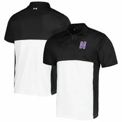 Men's Under Armour Black/White Northwestern Wildcats Green Blocked Polo Performance Polo