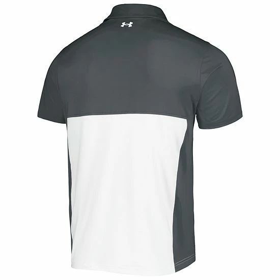 Men's Under Armour Gray/White Wisconsin Badgers Green Blocked Polo Performance Polo 4 Men's Under Armour Gray/White Wisconsin Badgers Green Blocked Polo Performance Polo - Image 4