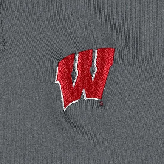 Men's Under Armour Gray/White Wisconsin Badgers Green Blocked Polo Performance Polo 5 Men's Under Armour Gray/White Wisconsin Badgers Green Blocked Polo Performance Polo - Image 5