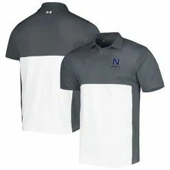 Men's Under Armour Gray/White Navy Midshipmen Green Blocked Polo Performance Polo