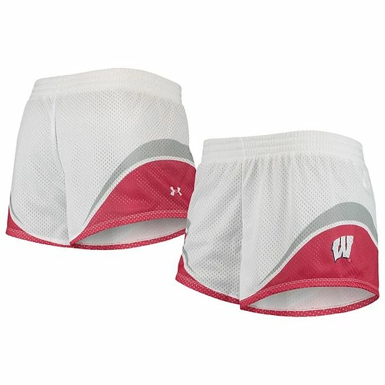 Women's Under Armour White/Red Wisconsin Badgers Mesh Shorts 1 Women's Under Armour White/Red Wisconsin Badgers Mesh Shorts
