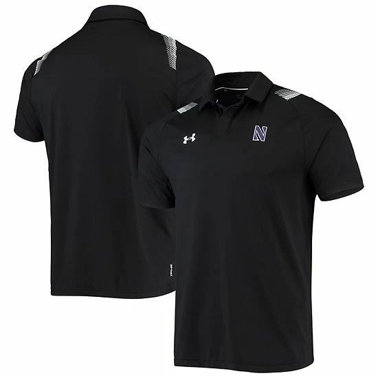 Men's Under Armour Black Northwestern Wildcats 2021 Sideline Performance Polo 2 Men's Under Armour Black Northwestern Wildcats 2021 Sideline Performance Polo - Image 2