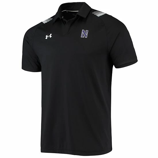 Men's Under Armour Black Northwestern Wildcats 2021 Sideline Performance Polo 3 Men's Under Armour Black Northwestern Wildcats 2021 Sideline Performance Polo - Image 3