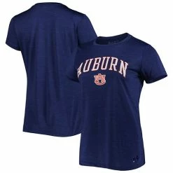 Women's Under Armour Heather Navy Auburn Tigers Vent Tech Arch Logo Performance T-Shirt