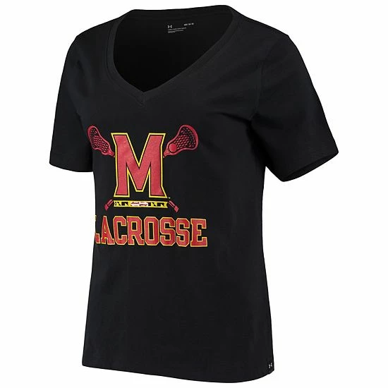 Women's Under Armour Black Maryland Terrapins Lacrosse V-Neck T-Shirt 3 Women's Under Armour Black Maryland Terrapins Lacrosse V-Neck T-Shirt - Image 3
