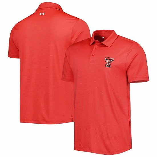 Men's Under Armour Red Texas Tech Red Raiders Green Trail Stripe Polo 2 Men's Under Armour Red Texas Tech Red Raiders Green Trail Stripe Polo - Image 2