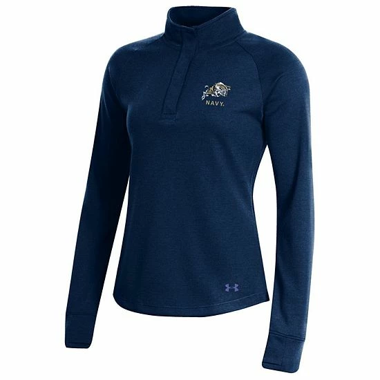 Women's Under Armour Navy Navy Midshipmen Double-Knit Jersey Quarter-Snap Pullover Jacket 3 Women's Under Armour Navy Navy Midshipmen Double-Knit Jersey Quarter-Snap Pullover Jacket - Image 3