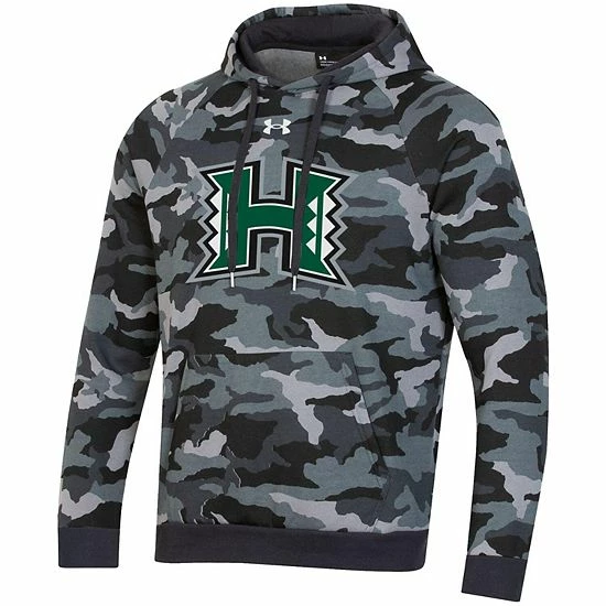 Men's Under Armour Black Hawaii Warriors Logo Camo All Day Raglan Pullover Hoodie 3 Men's Under Armour Black Hawaii Warriors Logo Camo All Day Raglan Pullover Hoodie - Image 3