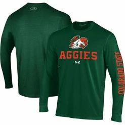 Men's Under Armour Green Colorado State Rams Aggies Sideline Two-Hit Performance Long Sleeve T-Shirt