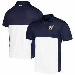 Men's Under Armour Navy/White Navy Midshipmen Green Blocked Polo Performance Polo