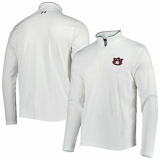 Men's Under Armour White Auburn Tigers Tempo Fleece Quarter-Zip Jacket 2 Men's Under Armour White Auburn Tigers Tempo Fleece Quarter-Zip Jacket - Image 2
