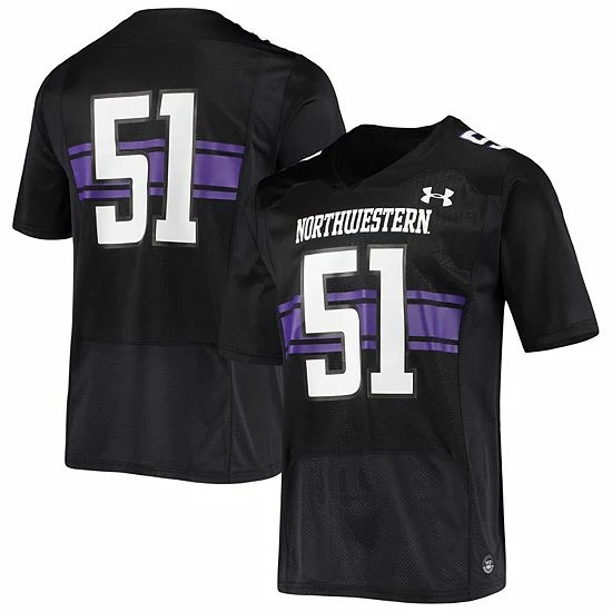 Men's Under Armour #51 Black Northwestern Wildcats Logo Replica Football Jersey 1 Men's Under Armour #51 Black Northwestern Wildcats Logo Replica Football Jersey