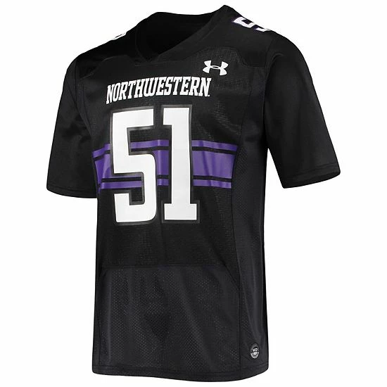 Men's Under Armour #51 Black Northwestern Wildcats Logo Replica Football Jersey 2 Men's Under Armour #51 Black Northwestern Wildcats Logo Replica Football Jersey - Image 2
