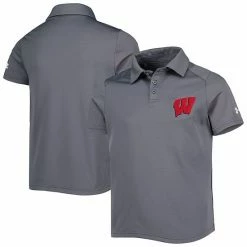Youth Under Armour Charcoal Wisconsin Badgers Tech Mesh Performance Polo