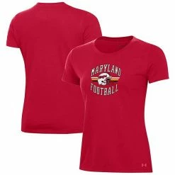 Women's Under Armour Red Maryland Terrapins Football Throwback Performance T-Shirt