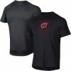 Men's Under Armour Black Wisconsin Badgers Tech Performance Raglan T-Shirt