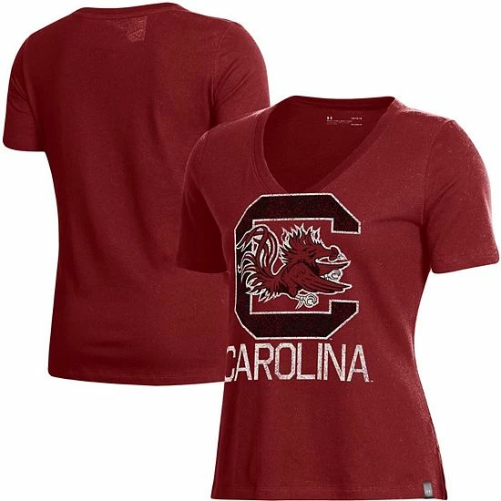 Women's Under Armour Garnet South Carolina Gamecocks Logo Performance V-Neck T-Shirt 2 Women's Under Armour Garnet South Carolina Gamecocks Logo Performance V-Neck T-Shirt - Image 2
