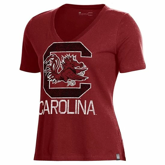 Women's Under Armour Garnet South Carolina Gamecocks Logo Performance V-Neck T-Shirt 3 Women's Under Armour Garnet South Carolina Gamecocks Logo Performance V-Neck T-Shirt - Image 3