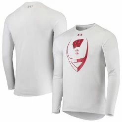 Men's Under Armour White Wisconsin Badgers Football Icon Raglan Long Sleeve T-Shirt