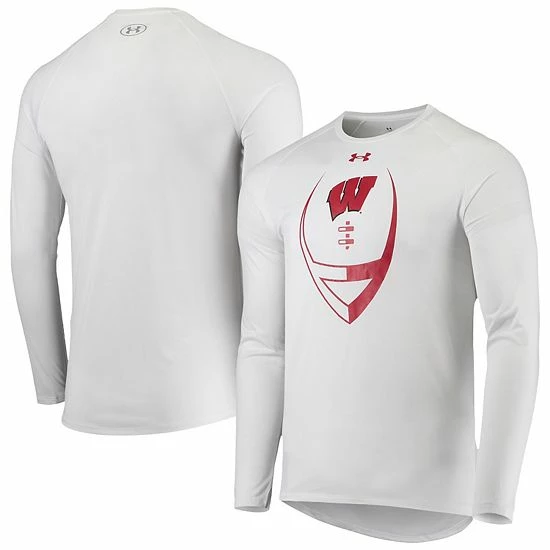 Men's Under Armour White Wisconsin Badgers Football Icon Raglan Long Sleeve T-Shirt 2 Men's Under Armour White Wisconsin Badgers Football Icon Raglan Long Sleeve T-Shirt - Image 2