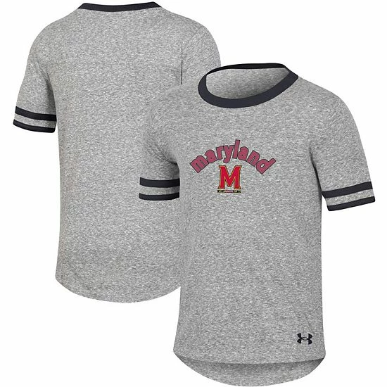 Girls Youth Under Armour Heathered Gray Maryland Terrapins Siro Slub Novelty T-Shirt 1 Girls Youth Under Armour Heathered Gray Maryland Terrapins Siro Slub Novelty T-Shirt