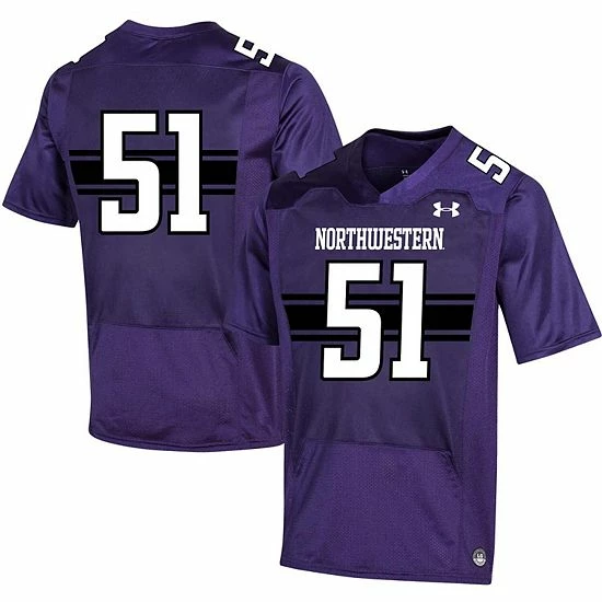 Men's Under Armour #51 Purple Northwestern Wildcats Replica Football Jersey 2 Men's Under Armour #51 Purple Northwestern Wildcats Replica Football Jersey - Image 2