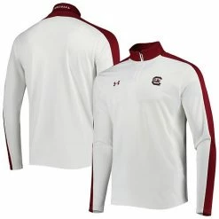 Men's Under Armour White South Carolina Gamecocks Lightweight Mock Neck HeatGear Quarter-Zip Jacket