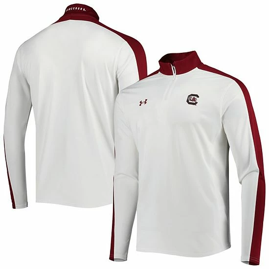 Men's Under Armour White South Carolina Gamecocks Lightweight Mock Neck HeatGear Quarter-Zip Jacket 2 Men's Under Armour White South Carolina Gamecocks Lightweight Mock Neck HeatGear Quarter-Zip Jacket - Image 2