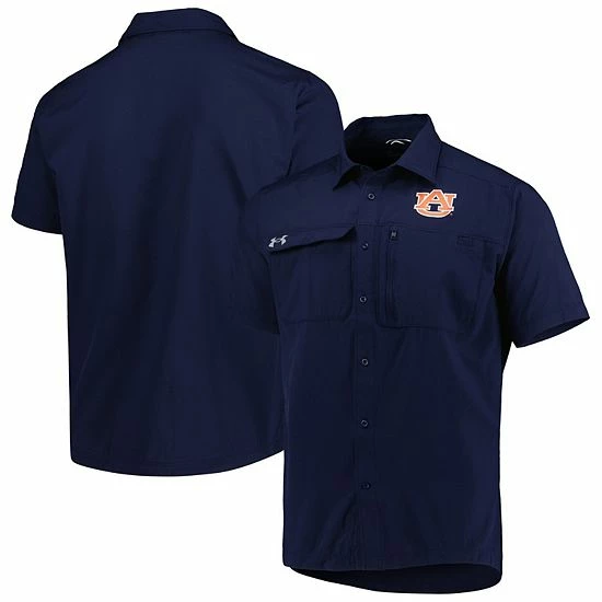 Men's Under Armour Navy Auburn Tigers Motivate Button-Up Shirt 2 Men's Under Armour Navy Auburn Tigers Motivate Button-Up Shirt - Image 2