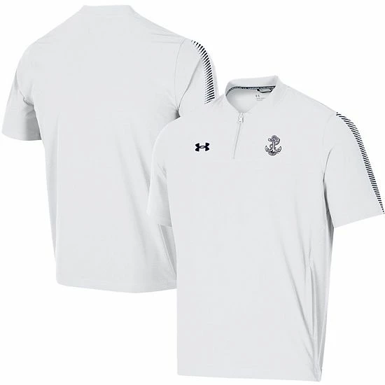 Men's Under Armour White Navy Midshipmen 2021 Sideline Motivate Short Sleeve Quarter-Zip Polo 1 Men's Under Armour White Navy Midshipmen 2021 Sideline Motivate Short Sleeve Quarter-Zip Polo