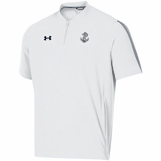 Men's Under Armour White Navy Midshipmen 2021 Sideline Motivate Short Sleeve Quarter-Zip Polo 3 Men's Under Armour White Navy Midshipmen 2021 Sideline Motivate Short Sleeve Quarter-Zip Polo - Image 3