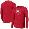 Men's Under Armour Red Wisconsin Badgers Football Raglan Long Sleeve T-Shirt