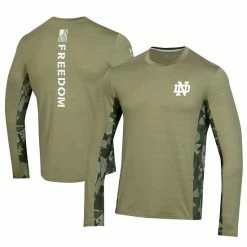 Men's Under Armour Olive Notre Dame Fighting Irish Freedom Long Sleeve T-Shirt