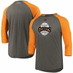 Men's Under Armour Gray/Orange San Francisco Giants Cooperstown Collection Tri-Blend 3/4-Sleeve Raglan Performance T-Shirt
