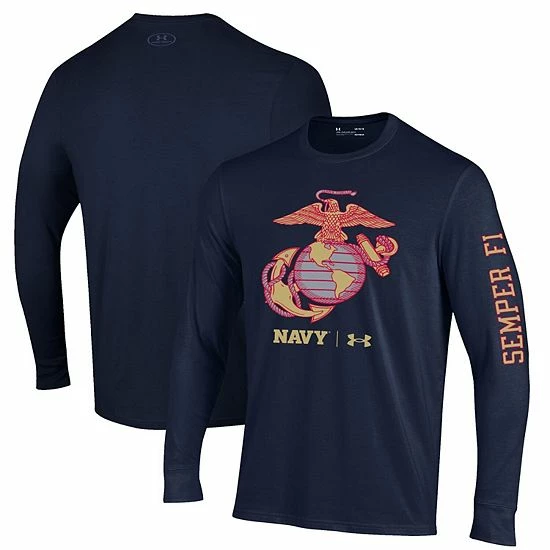 Youth Under Armour Navy Navy Midshipmen USMC Logo Semper Fi 2-Hit Long Sleeve T-Shirt 1 Youth Under Armour Navy Navy Midshipmen USMC Logo Semper Fi 2-Hit Long Sleeve T-Shirt