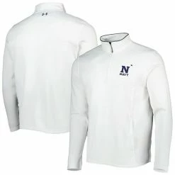 Men's Under Armour White Navy Midshipmen Tempo Fleece Quarter-Zip Jacket