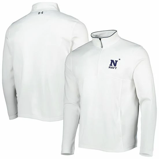 Men's Under Armour White Navy Midshipmen Tempo Fleece Quarter-Zip Jacket 1 Men's Under Armour White Navy Midshipmen Tempo Fleece Quarter-Zip Jacket