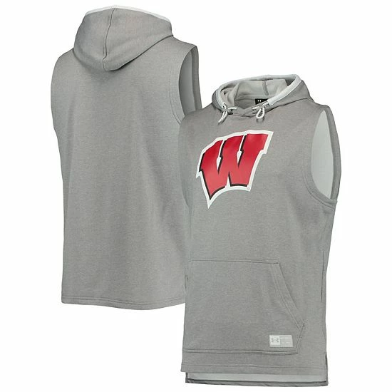 Men's Under Armour Gray Wisconsin Badgers Game Day Tech Sleeveless Hoodie 1 Men's Under Armour Gray Wisconsin Badgers Game Day Tech Sleeveless Hoodie