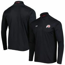 Men's Under Armour Black Utah Utes Lightweight Mock Neck HeatGear Quarter-Zip Jacket