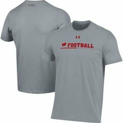 Men's Under Armour Heathered Gray Wisconsin Badgers 2022 Sideline Football Performance Cotton T-Shirt