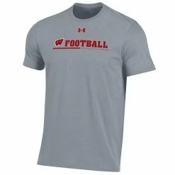 Men's Under Armour Heathered Gray Wisconsin Badgers 2022 Sideline Football Performance Cotton T-Shirt -Under Armour SHOP unnamed file 12407