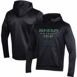 Men's Under Armour Black Hawaii Warriors Logo Lockup Fleece Performance Pullover Hoodie