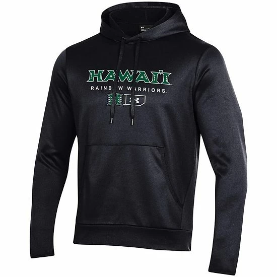 Men's Under Armour Black Hawaii Warriors Logo Lockup Fleece Performance Pullover Hoodie 3 Men's Under Armour Black Hawaii Warriors Logo Lockup Fleece Performance Pullover Hoodie - Image 3